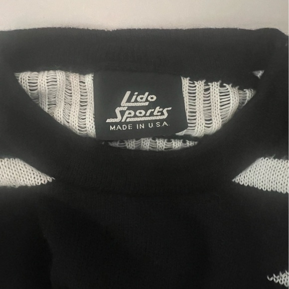 Lido Sports 80s True Vintage Ski Lodge Wool Graphic Sweater Black & White XS / S - Picture 6 of 7